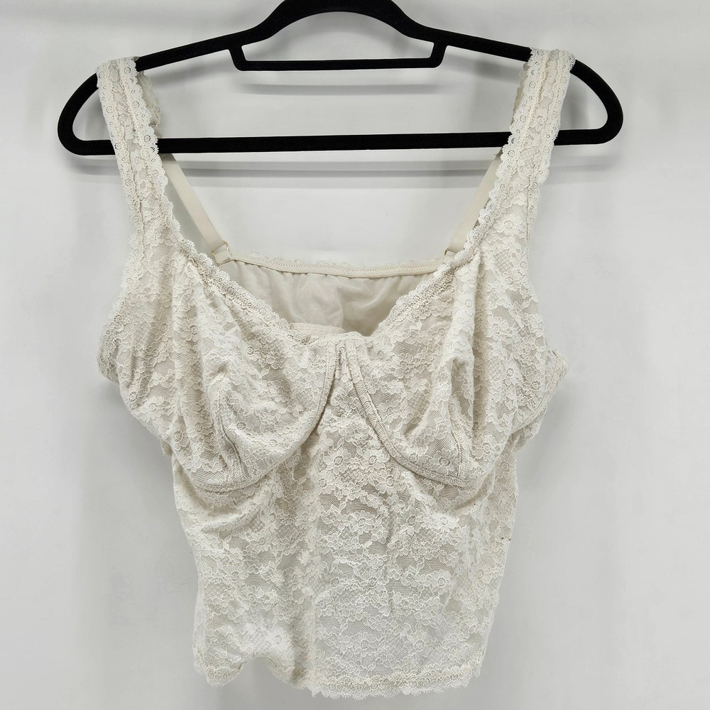 Aerie Show Off‎ By Aerie Lace Bralette Crop Top Ivory Size XL Coquette Romantic
